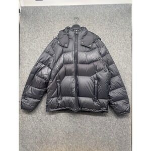 COACH Signature Monogram Puffer Jacket Black Detachable Hood Women XL NEW